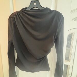 SHEIN Black Asymmetrical Fitted Blouse